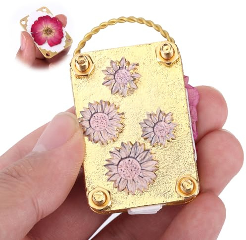BOXOB Mini-Blumenpressen-Set, 5 x 3,4cm Metall Mikro-Pflanzenpresse Blumen und Pflanzen Konservierungswerkzeug für Erwachsene und Kinder für Kunsthandwerk Geschenke Liebhaber (Sonnenblume)