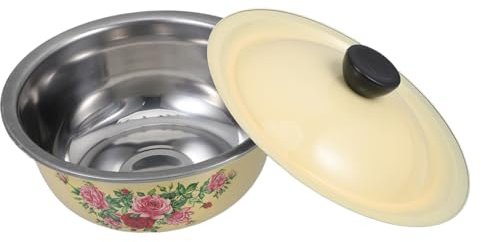 Zerodeko Bol Mélangeur Émaillé Vintage avec Couvercle, Facile à Nettoyer, en Émail et Acier Inoxydable, pour Pétrir la Pâte et Conserver les Aliments la Maison Restaurant