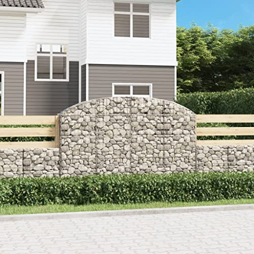 JHQHSM Gabion avec arche haute, barrières de jardin en métal, grand bac à plantes, convient pour jardins, cafés, arrière-cour, restaurants 200 x 30 x 120/140 cm, fer galvanisé