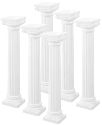 VICASKY Columns And Pillars Greek Decor for Decoration Wedding Column Roman Pedestal Decorative White 6pcs Figure Statue Pillar Museum Statues Mini 17. 00x3. 20x3. 20cm