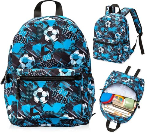 JynxtoyZeal Rucksack Kinder Toddler Schule Cartoon Backpack Fußball Kindertasche Verstellbare Gurte Leichtgewicht Kindergarten Rucksack für Jungen Mädchen 3-7Jahre(10,6 zoll, Blau)