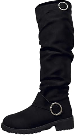 Générique Botte Femme Bottes Cavalieres Femme Chaussure Hiver Boots Cuir Botte Talon Chaussures Confortable Plates Fourrée Cowboy De Randonnée Equitation Haute Cuissardes Bottine Caoutchouc,40