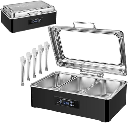 Scaldavivande elettrico, riscaldatore per buffet in acciaio inox, piastra riscal, piastra riscaldante integrata da 500 W, fornello da cucina per mantenere il cibo caldo - 35-90 °C, 3 griglie