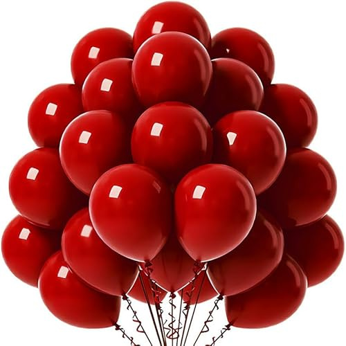 Gleemix Luftballon Granatapfelrot, 20Stück Luftballons Rot, Latex Rote Luftballons Geburtstag, Helium Ballons Rot, Für Red Luftballon Girlande Geburtstagdeko Hochzeit Babyparty Karneval Silvester Deko