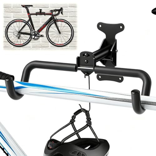 Bike Wall Mount,Adjustable Distance,Foldable Bike Rack with Bike Hook | Load Capacity 66lbs, Space Saving, for Home,Garage Use,for Road,Mountain,and Hybrid Bikes