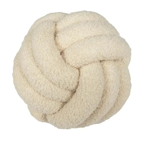 SPPEOUKJ Almohada rellena con Bolas de Nudo, cojín de Felpa de Lana, Almohada Anudada Decorativa Hecha a Mano, Cojines for Dormir(Beige,28CM)