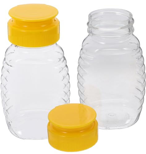 Housoutil Dispensador Miel Antigoteo de 108ml en Plástico, Tarro de Miel Transparente Rellenable para Distribución Uniforme y Minimización de Desperdicios en Casa y Cafés