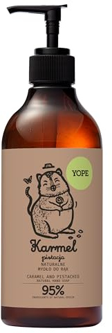 YOPE – Naturlig handtvål flytande pistasch & karamell – mild rengöring och vård – fuktgivande för frekvent handtvätt – veganskt dermatologiskt testad djurförsöksfri – 500 ml