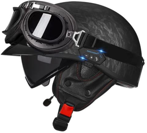 Caschi Jet E Demi-Jet Moto Bluetooth Casco Mezzo DOTECE Omologato Con Visiera Aperto Casco Scodella Retrò Moto Caschi Cromwell Per Uomo E Donna Motocicletta 8,XXL:63-64CM