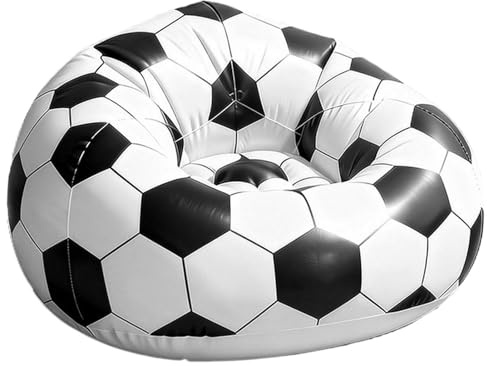 Inflatable Chairs Soccer - Theme Quick Inflate Couch | Portable Sports Loun | Comfortable Bedroom Seating | Indoor Game Room Furniture - Easy Setup Blowup Seat For Kids | Lightweight Vinyl Fan
