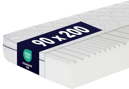 Ortho-RelaxMatratze 90x200cm, 23cm hoch, Härtegrad H2 & H3, 100 Nächte Probeschlafen, wendbar mit weicher & fester Seite, 7-Zonen-Komfortschaum-Matratze, Öko-Tex 100