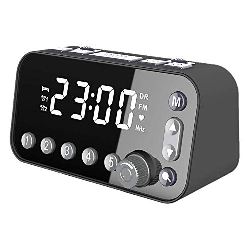 Retro Bedside Digital Alarm LED Clock Large Screen DAB/FM Radio Dual Alarm Clock Setting Home Small Appliances Desktop 13x5.5x6.5cm Black