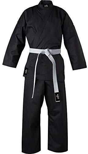 ChoCho Track Karate Suit GI Adult Student Aikido Martial Arts Free Belt Kids 110cm to 200cm (7/200cm, Black)
