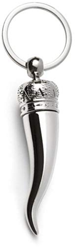 SILBERKANNE Premium Schlüsselanhänger Horn mit Krone – Edler Glücksbringer versilbert – 10,5 x 3 cm – Hochwertige Geschenkverpackung – Geschenkidee für Damen und Herren