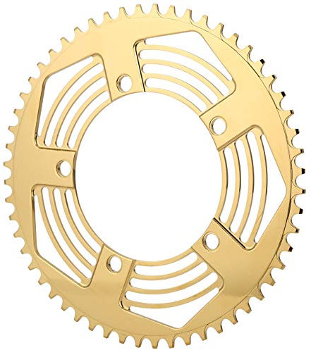 Kuuleyn Fahrradkettenblatt, Faltrad 56T Kettenblatt Rennrad Positiv Negativ Zähne Einzelkettenblatt für Rennrad, Mountainbike, BMX Fahrrad, MTB Fahrradteile(Gold)