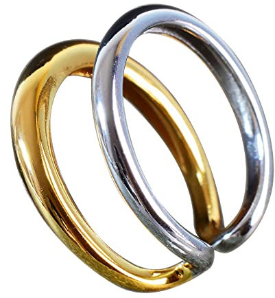 NicoWerk Damen Silberring Schlicht aus 925 Sterling Silber Vergoldet Doppelreihig Zweifarbig Breit Glatt Verstellbar Offen SRI679