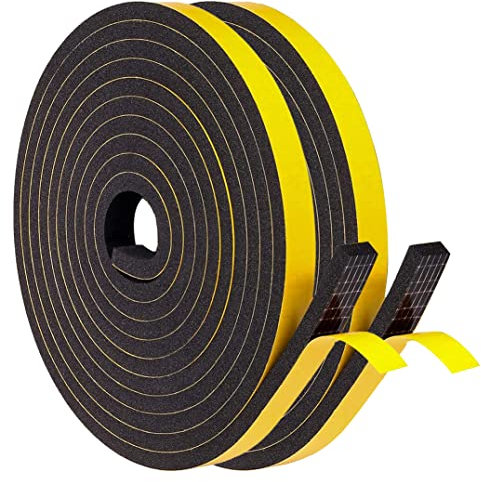 Joint D'étanchéité Autocollant pour Porte et Fenêtre Contre les Courants d'air Froid/Anti-Collision/Insonorisant/Imperméable à la Poussière (10mm x 6mm x 10M), Noir