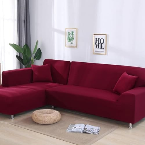 uyeoco Sofabezug L Form Ecksofa 3/2/4 Sitzer Elastischer Sofahusse Grau Stretch Couchhusse Sofaüberwurf Couchhusse Spannbezug Sofa-Abdeckung Hussen Für Couch (Color : D, Size : 125-165cm)