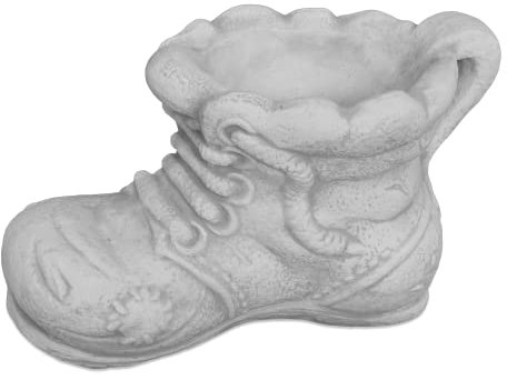 gartendekoparadies.de Schuh als Kräutertopf oder Pflanzschale Pflanzgefäß aus Steinguss, H. 22 cm, 2 Liter, 12 kg, Grau, frostsicher für Außenbereich