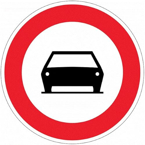 CARTELLO IN LAMIERA SCATOLATA DISCO diametro 60 cm - Divieto di transito agli autoveicoli - SEGNALE CATARIFRAGENTE CON CAVALLETTO (CARTELLO CLASSE 2)