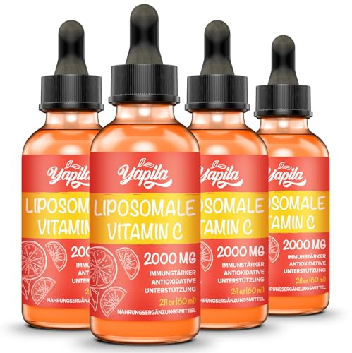 Yapila Vitamine C Liposomale 2000 mg Liquide Supplément(6 Bouteilles), Absorption Maximale, Vitamin C Végétalienne Hautement Efficace, Acide Ascorbique, Non-GMO, Sans Gluten, Sans Soja