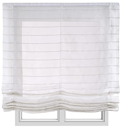 STORESDECO Raffrollo mit Stangen 175H x 90B - Waschbares Faltrollo zum Bohren inkl. Montagematerial - Lichtdurchlässige Roman Blinds mit Kindersicherung für Fenster & Türen - Gardinen Rollo Küche