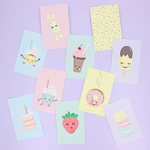 Klebekerlchen® | Süße Geburtstagskarten für Kinder und Erwachsene | Grußkarten Set mit 10 Karten | Postkarten Set | Einladungskarten Kindergeburtstag – Süßes