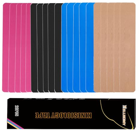 Bande de Kinésiologie Precut (5 cm x 5 m, 20 Bandes),Hypoallergénique, Imperméable et Respirante, Bande de Sport Physio-élastique pour Soulager La Douleur pour Les Muscles,Divers Sports(Coloré)