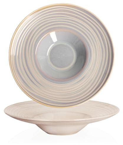 Creativity Home 10 oz Soup Bowls soup Plate Pasta Bowl Set of 2 Shallow Bowl Plates,Porcelain Rimmed Bowls with Rim, Microwave ovens and refrigerators safe 12 Inch