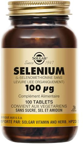Solgar Sélénium 100 µg - Antioxydant - Contre le stress oxydatif - Beauté des ongles et des cheveux - Complément alimentaire - Flacon de 100 comprimés