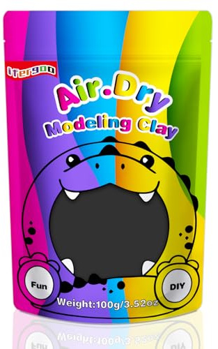 iFergoo Air Dry Clay, Ultra Light Modeling Clay (Black Clay) | DIY Creative Modeling Dough for Arts Crafts, Cosplay, Figurines - Soft, Easy Modeling, Kids Gifts for Girls Boys 3.52oz/100g