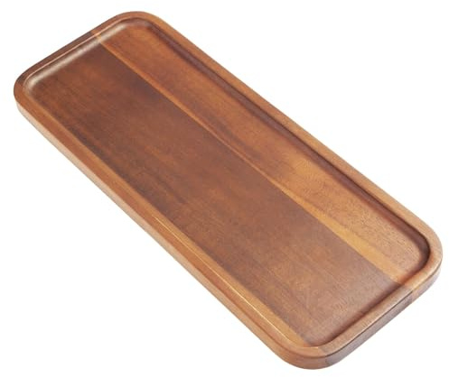 HOMKULA Plateaux de service et plateaux de service en bois d'acacia massif – Mini planches à charcuterie rectangulaires en bois pour nourriture, salle de bain, décoration d'intérieur, comptoir de