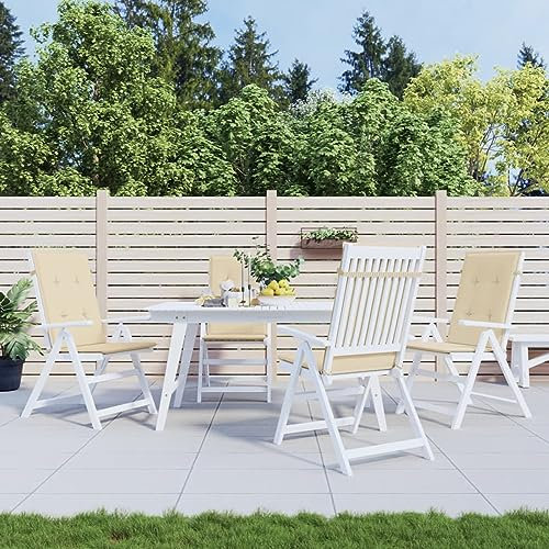 Gecheer Gartenstuhlauflage Gartenstuhl Auflage Gartenstuhl Kissen Sitzkissen Stuhlkissen Seitenkissen Polster Stuhlauflage Sitzauflagen Sitzpolster für Hochlehner 4Stk. Beige 120x50x3cm Stoff