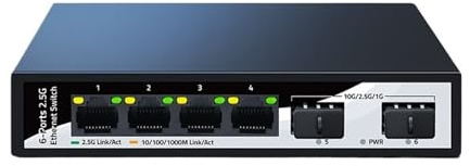 SAEVVCJWW Commutateur Ethernet 2.5 GB commutateur réseau 4 Ports 2.5G 2 Ports 10GbE SFP + Slot commutateur de Laboratoire à Domicile Plug and Play Non géré