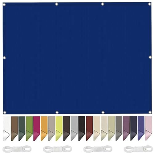Sonnensegel Wasserdicht 4.5 x 5 m Rechteckig Wasserdicht Sonnensegel Nach Maß Sonnenschutz inkl Befestigungsseile für Balkon Garten Terrasse, Dunkelblau