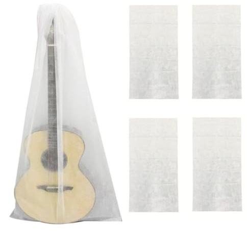 CCeCCe Paquete de 4 Fundas Protectoras Antipolvo para Guitarra, Tela no Tejida, Transpirable, a Prueba de Polvo, Fundas Protectoras para Guitarras acústicas, Bajos eléctricos, Soporte Vertical, 120 x
