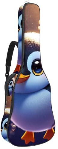 Schöne Tasche für Akustikgitarre, wasserdicht, mit mehreren Taschen und Schutzschicht, schöner Pinguin schwimmt unter Wasser, Mehrfarbig Nr. 08, 42.9x16.9x4.7 in, Gitarrentasche
