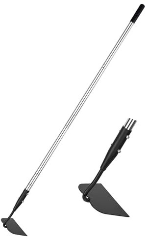 YEELOR Zappa da giardino, con manico lungo, con copertura in silicone antiscivolo, manico in acciaio inox da 142 cm, zappa resistente con lama resistente, per scavare allentare le erbacce