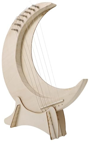 TOYANDONA 7-saitige Leierharfe mit Mondform Tragbares Musikinstrumente für Anfänger Kreativ und Leicht zu Tragen Einzigartiges Saiteninstrument Satz