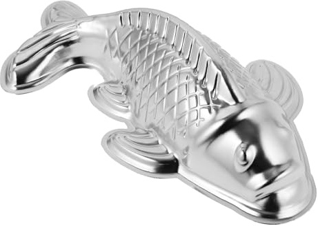 Hoement 3d Koi Fischform Backform aus Aluminiumlegierung Silber | Gleichmäßige Wärmeverteilung, Antihaftende Oberfläche, Geeignet für Backen und Selbstgemacht