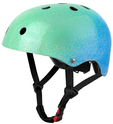 LeapBeast Hjälm vuxen barn hjälm, cykel herr dam anti-chock skydd för multisport cykling skridskoåkning skoter skateboard (blå - grön, L)