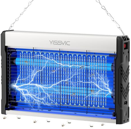 YISSVIC Elektrischer Insektenvernichter LED Mückenlampe 2M Kabel mit Aufhängekette und Standfüßen gegen Motten Mücken Fliegen für Innenräume 39,5 x 24,6 x 6 cm