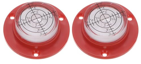 QUARKZMAN 2Pcs Nivel de Burbuja Horizontal de Alta Precisión 49x16.5mm Nivel de Burbuja Redondo Herramientas de Medición para Colgar Cuadros de TV RV, Nivelador, Rojo