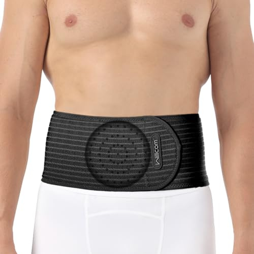 Willcom Navelbrott bandage för män och kvinnor – magstödsbälte med kompressionsdyna för smärtlindring, stöd för naveln, magvägg och ärrbrott (S, midjeomkrets <90 cm)