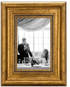 CABBEL Cadre photo 10x15 cm Or – Style Baroque Vintage – Pour affiches, photos et certificats – Verre acrylique incassable – Élégant & décoratif – Idéal pour salon, bureau ou galerie