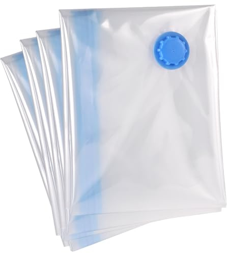 XXL Vakuumbeutel für Kleidung & Bettdecken - 4er Set 100x80x30 cm groß | Inkl. Etiketten, Luftdichte Vakuumierbeutel für Kissen, Decken & Wäsche, Vakuum durch Staubsauger, Platzsparende Aufbewahrung