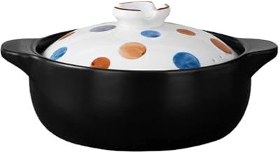 BIBTOO Pentola in Ceramica, casseruola in Ceramica, pentola in gres con Coperchio colorato, pentola Rotonda Antiaderente in Terracotta, pentola for brodo, Padella for stufato