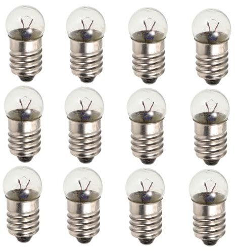 HOOTNEE Lot de 12 Petites Ampoules en Verre 2.5v 0.3a à Culot à Vis Légères pour Expérience de Physique et Lampe de Poche, pour Enseignement et Éclairage Domestique