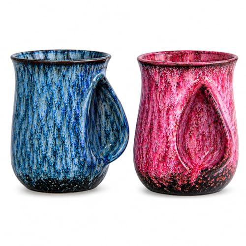 SABALO Set de 2 Tazas de Cerámica 500ml – Tazas Grandes para Café y Té, Diseño Original Moderno, Ideales para Desayuno y Regalo
