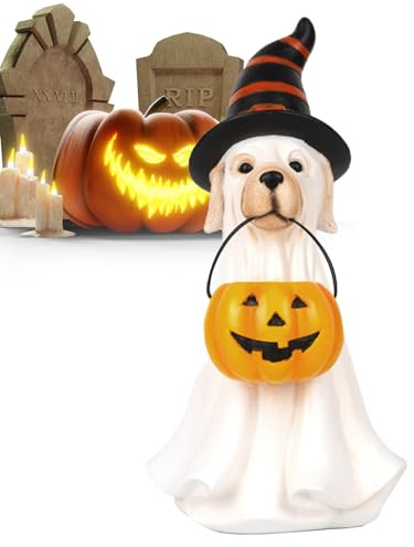 Halloween Ghost Figurine - Ghost Animal Pumpkin Decor Statue | Motion Sensor Skeleton Halloween Decoration | Halloween Decorations Horror Movie Garden Gnomes | Faceless Ghost Figurine Tabletop